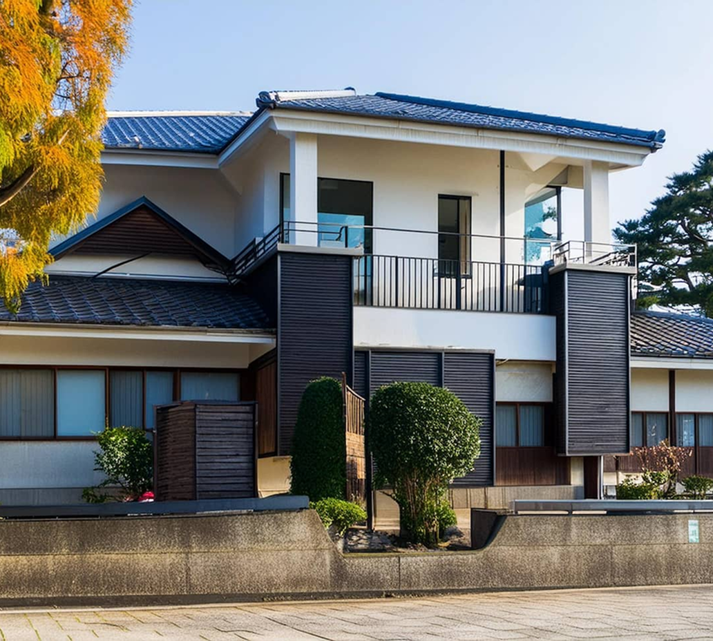 白と黒を基調とした戸建て物件の画像